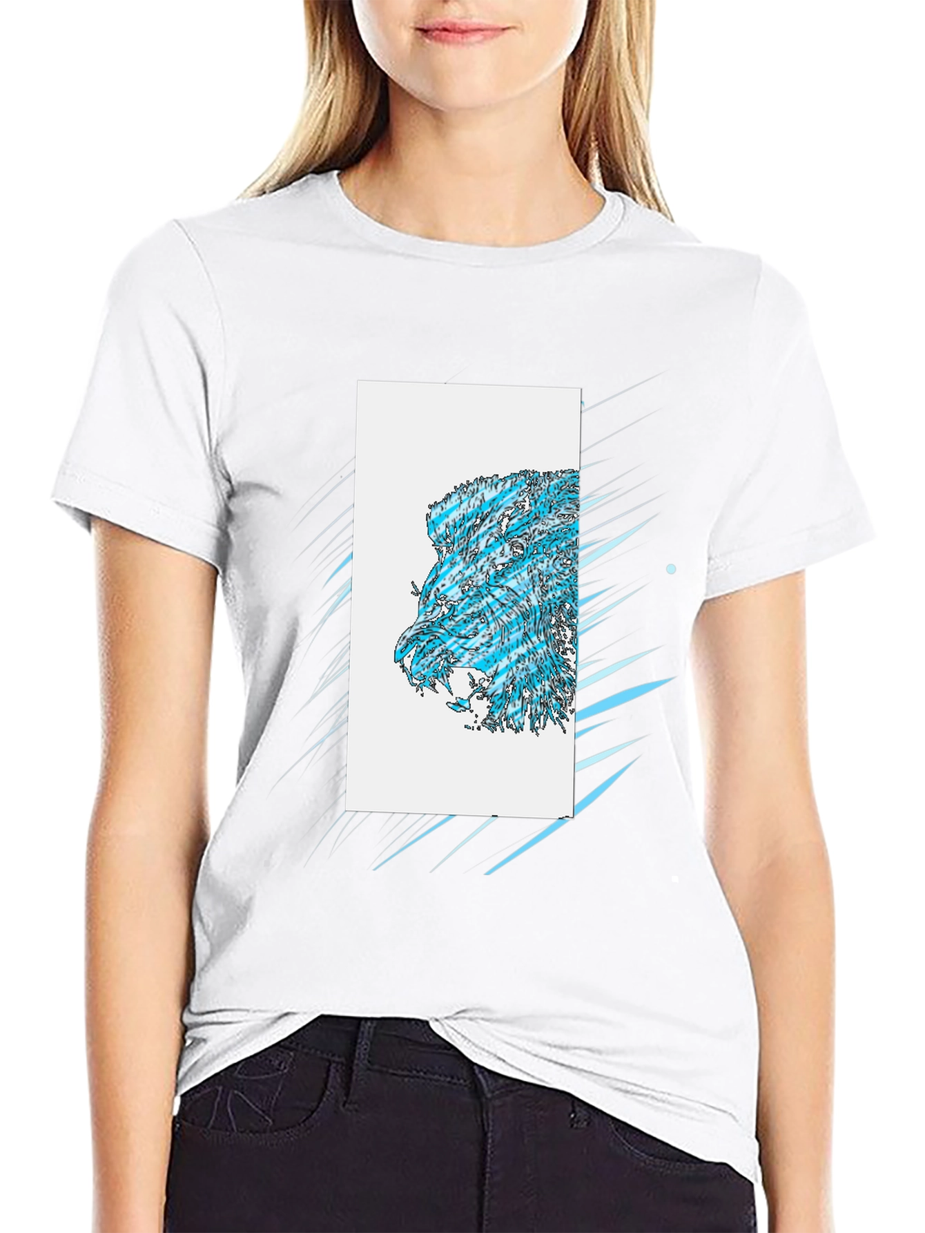 Abstract Lion Graphic Black T-Shirt