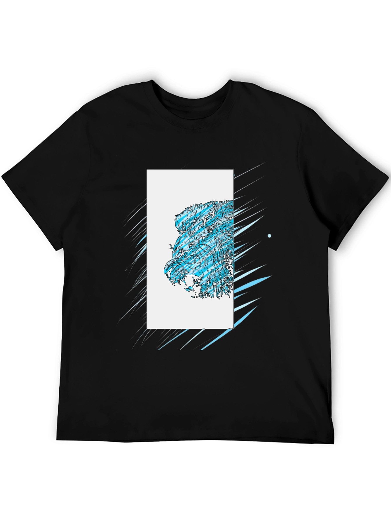 Abstract Lion Graphic Black T-Shirt