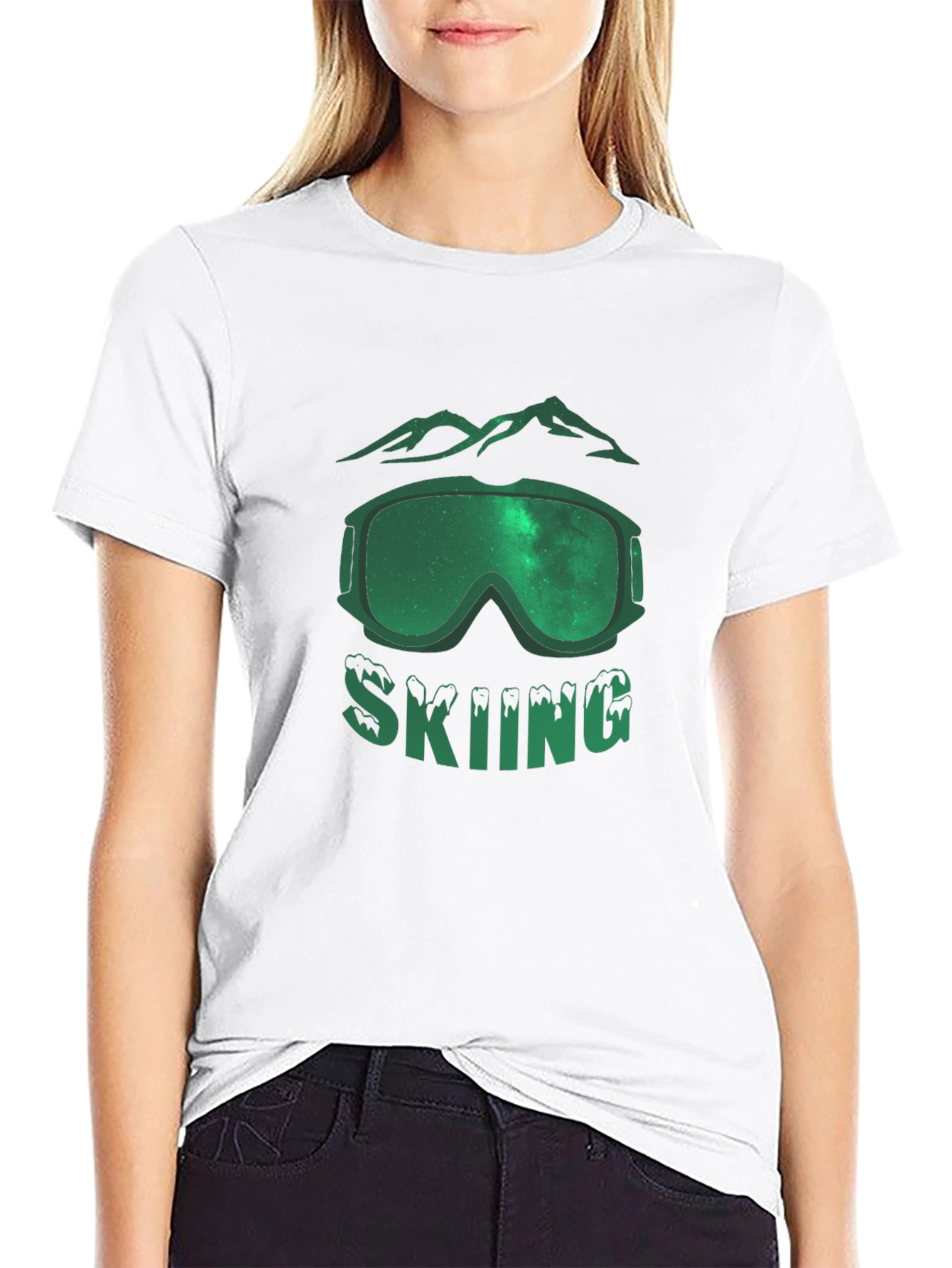 Skiing T-Shirt - Mountain & Goggle Graphic