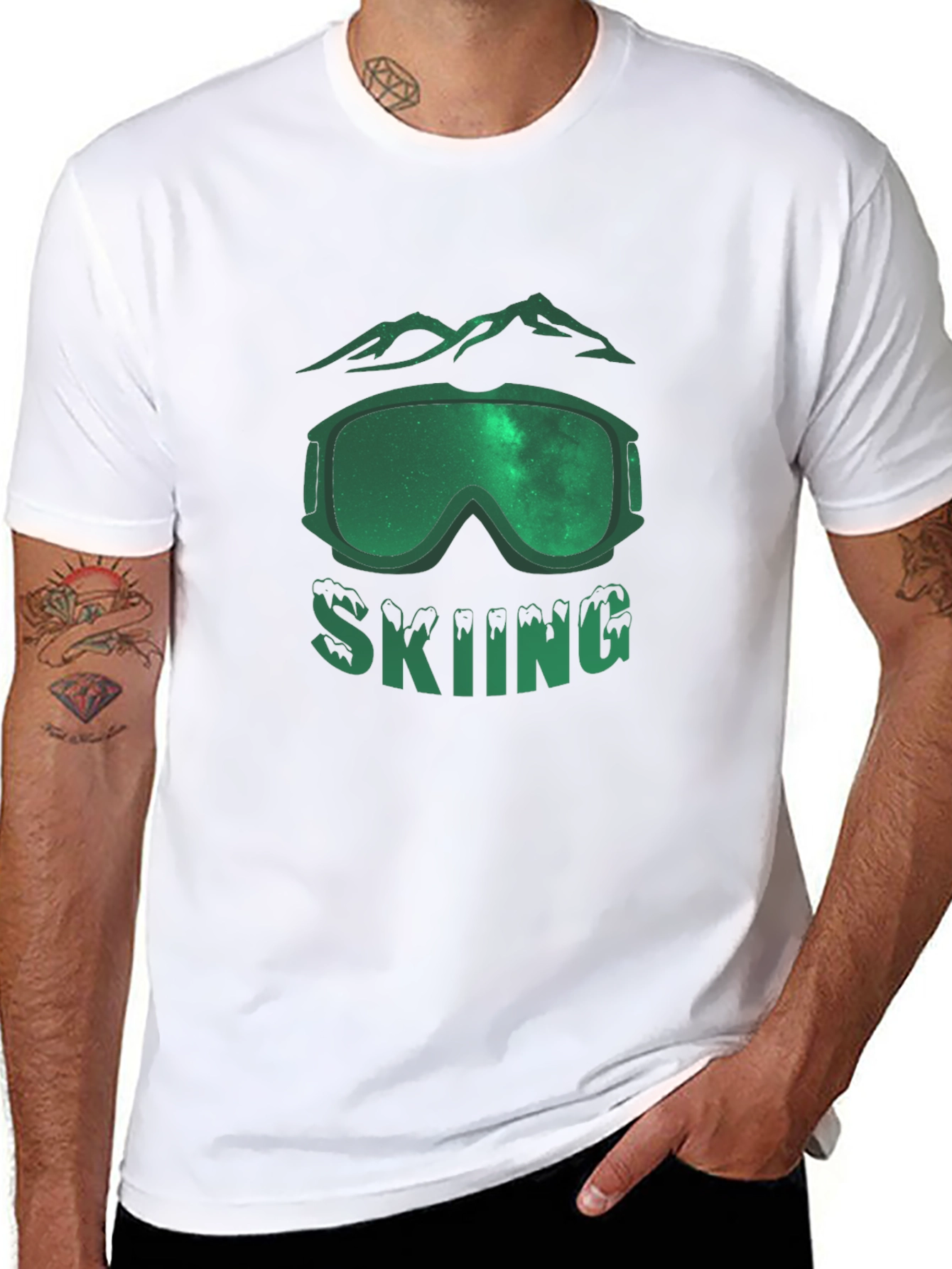 Skiing T-Shirt - Mountain & Goggle Graphic