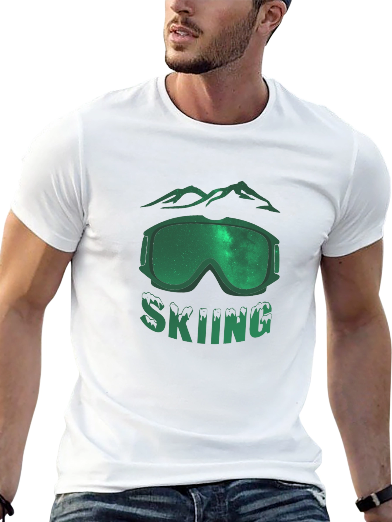 Skiing T-Shirt - Mountain & Goggle Graphic