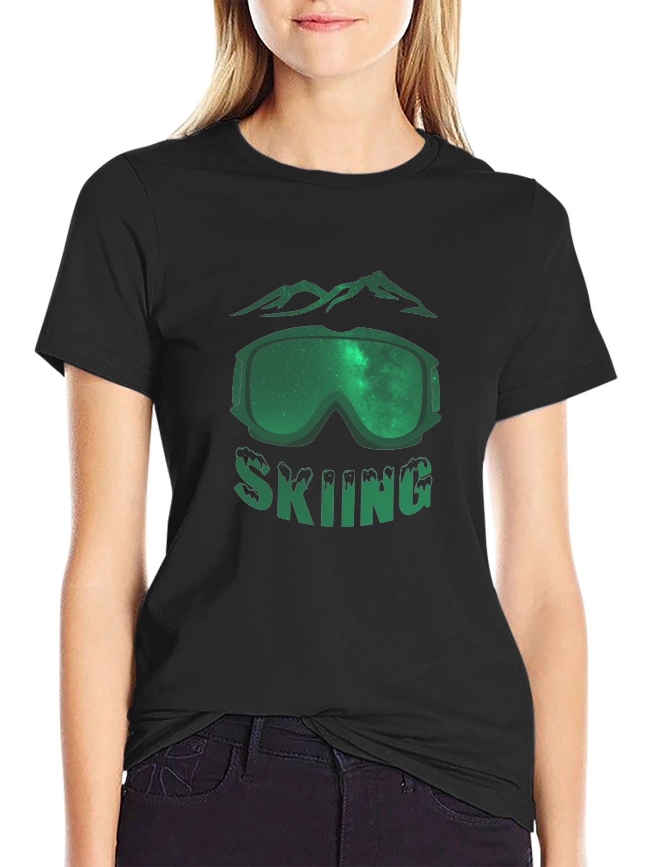 Skiing T-Shirt - Mountain & Goggle Graphic