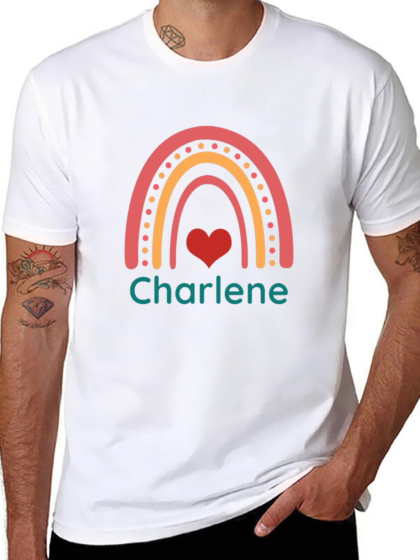 Charlene Rainbow Heart Graphic T-Shirt