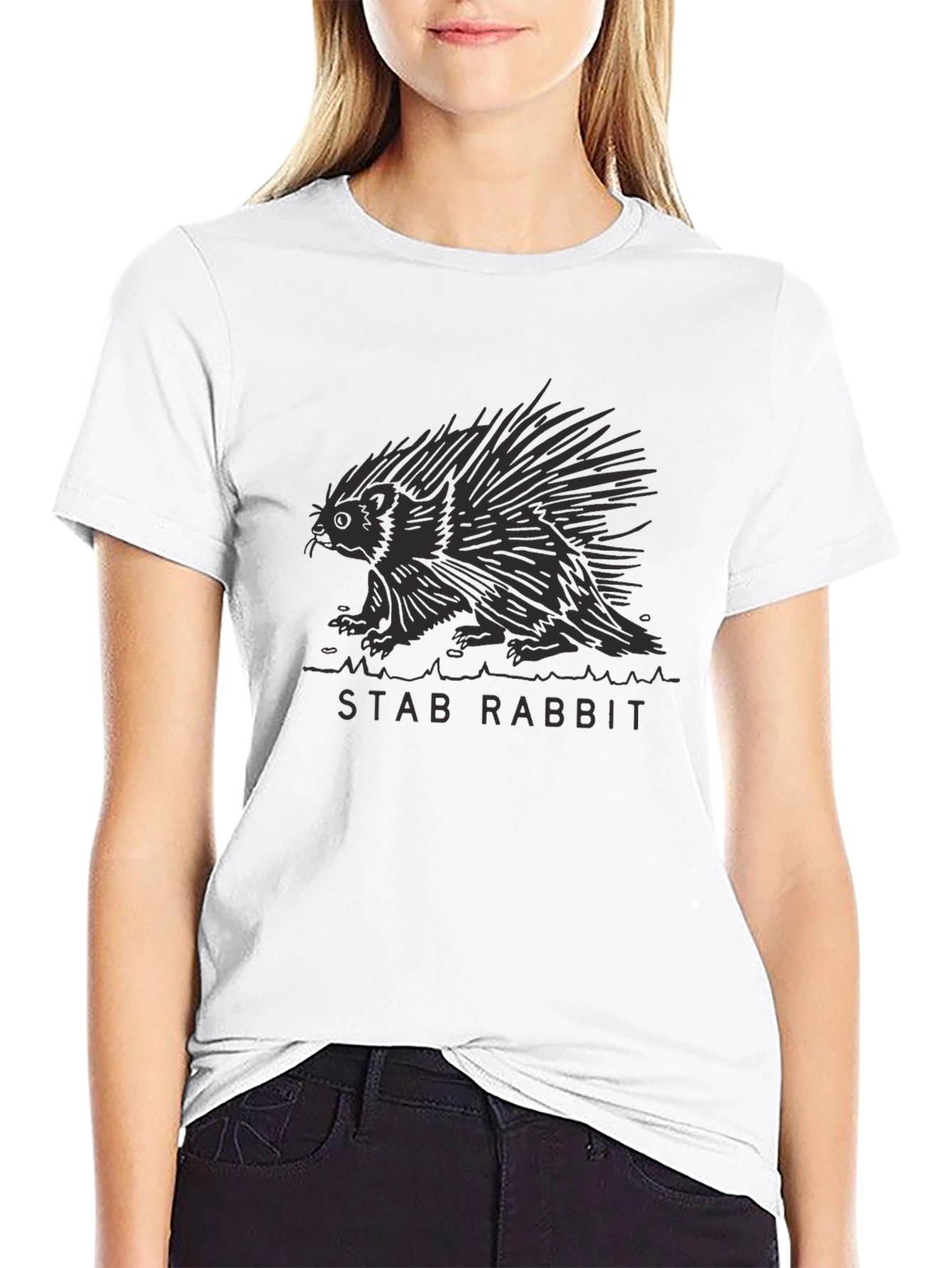 Stab Rabbit Graphic Tee - Black Cotton Comfort