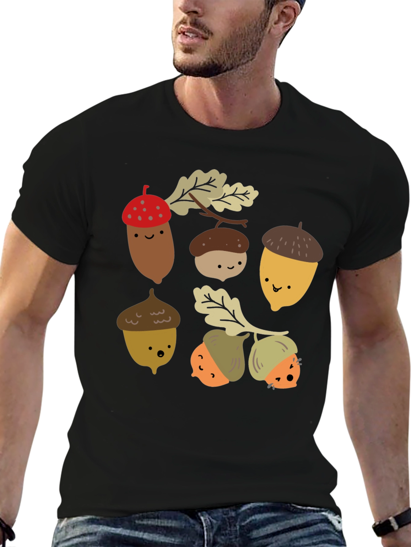 Cute Acorn Cartoon Graphic T-Shirt