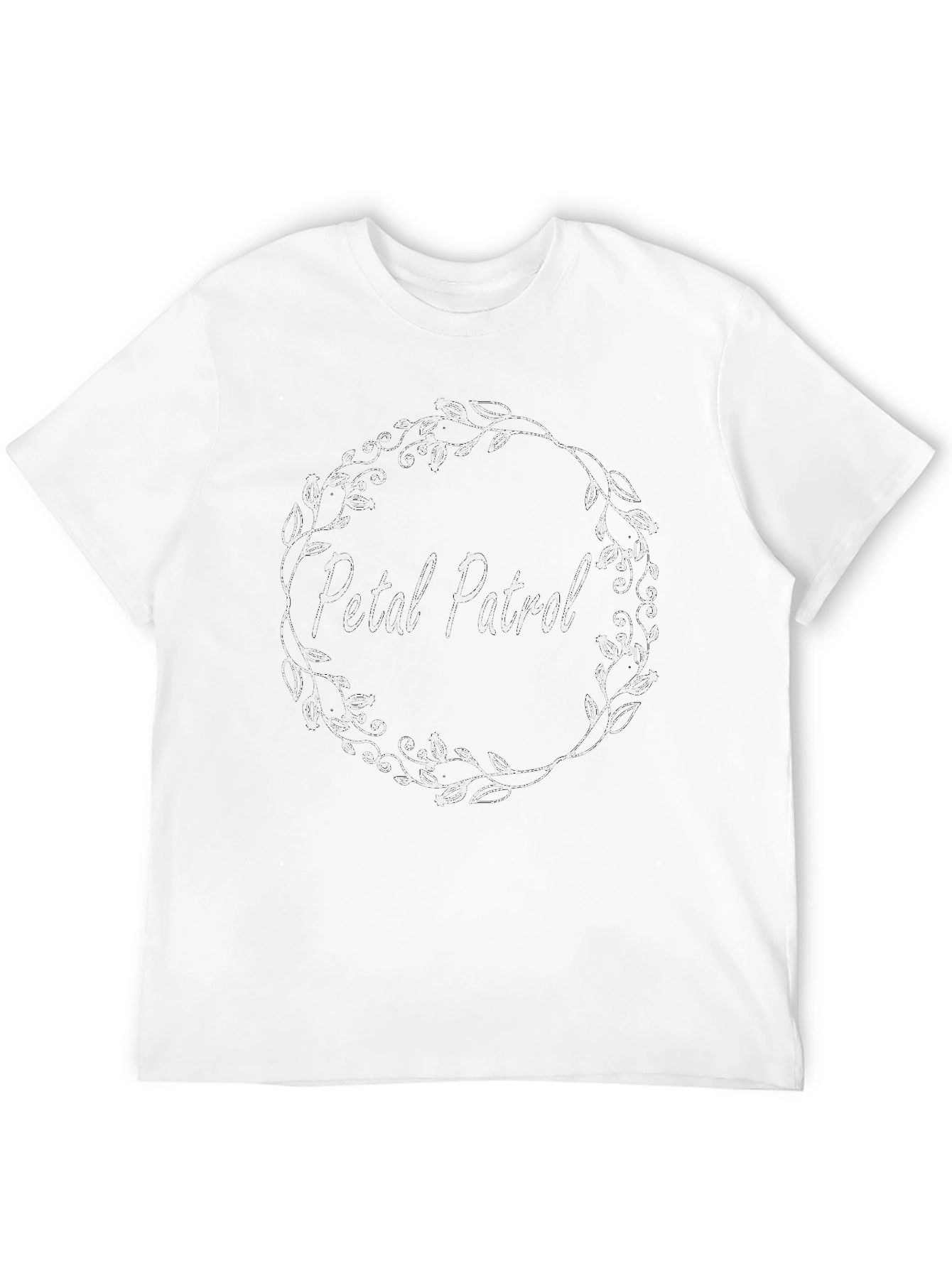 Petal Patrol Floral Wreath Black T-Shirt