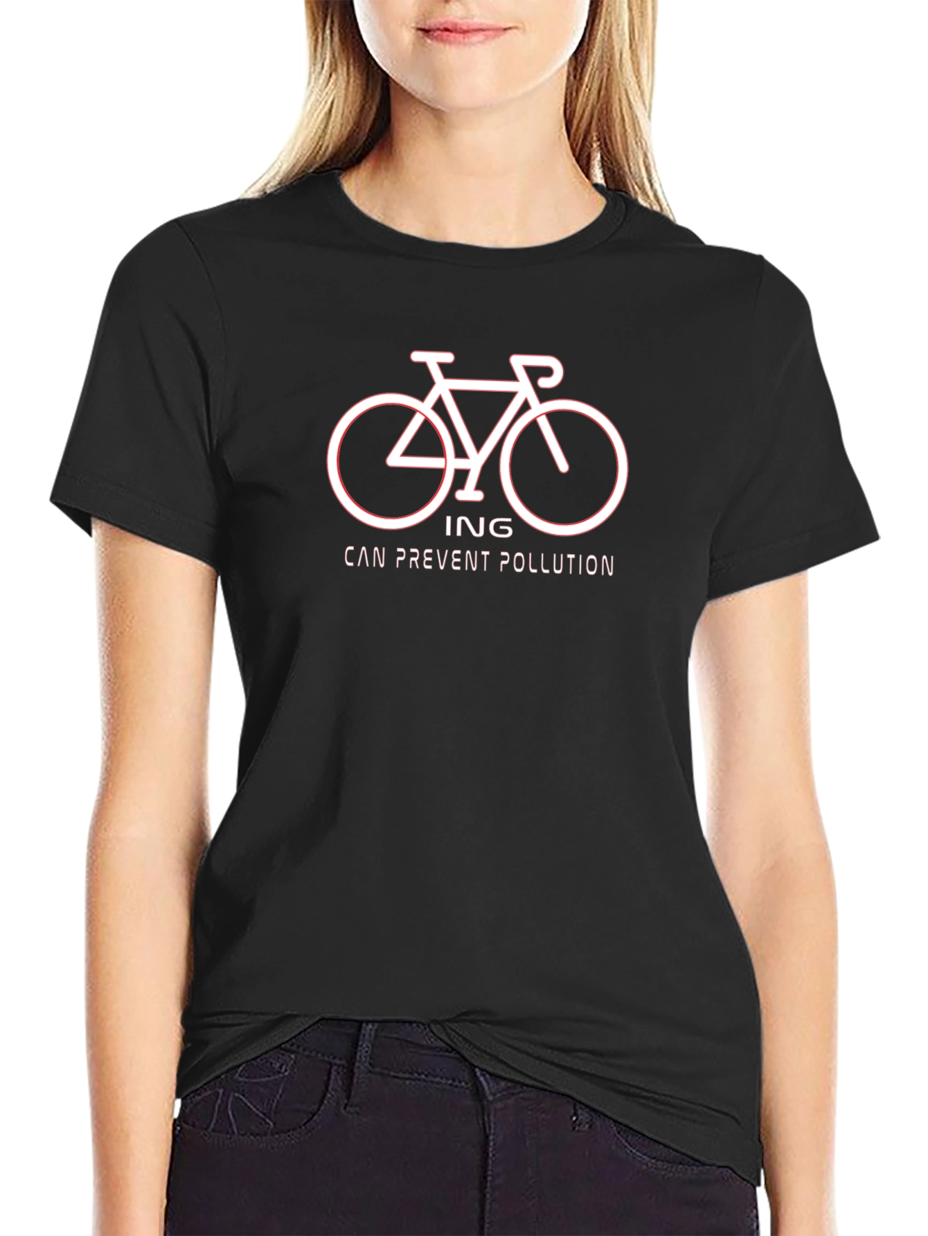 Bike Can Prevent Pollution Graphic Tee - Black