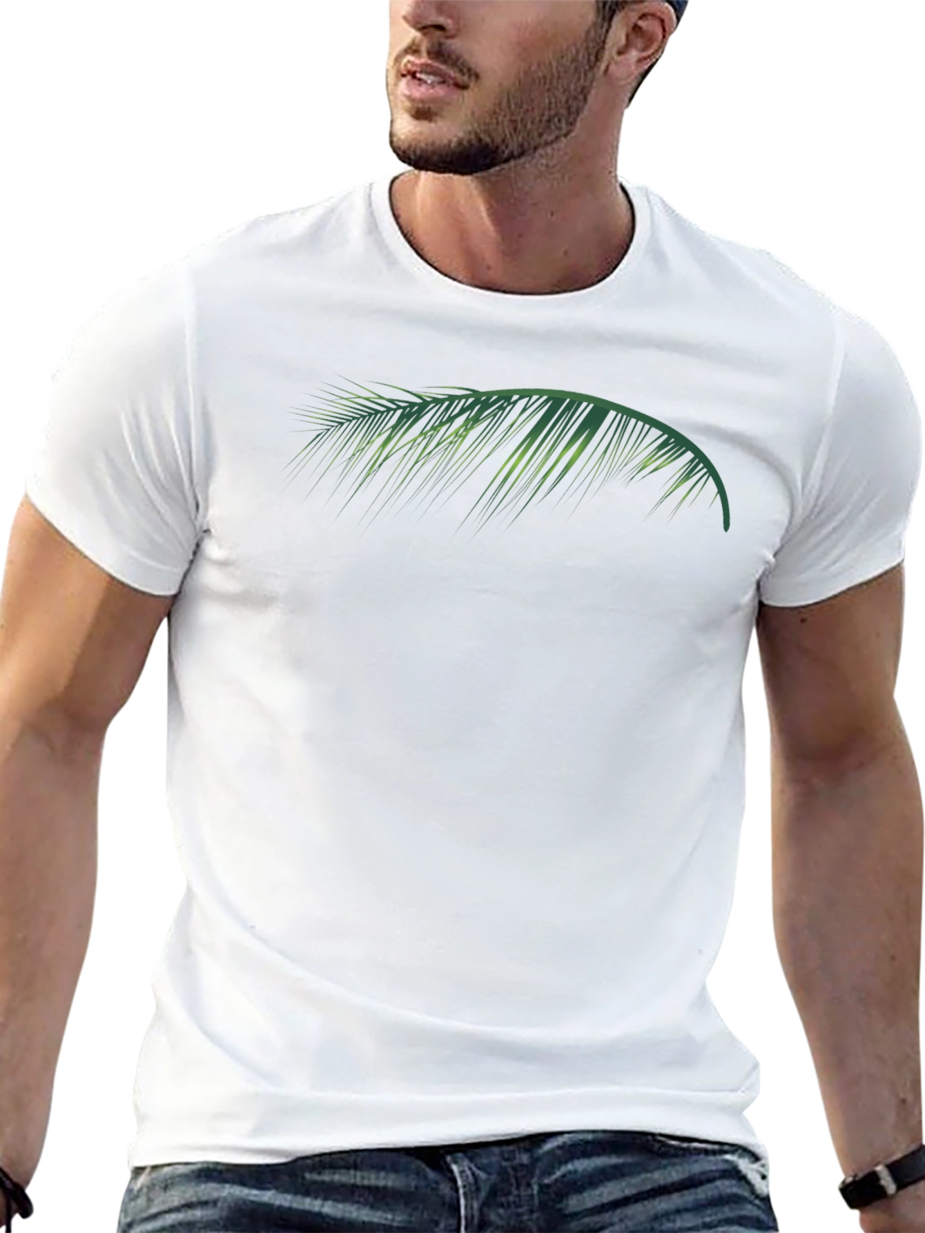 Tropical Palm Leaf Graphic Tee - Black