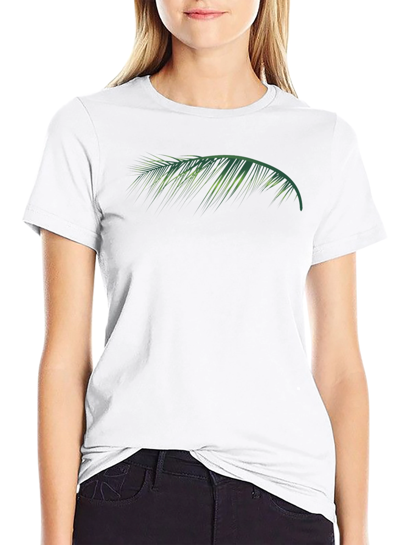 Tropical Palm Leaf Graphic Tee - Black