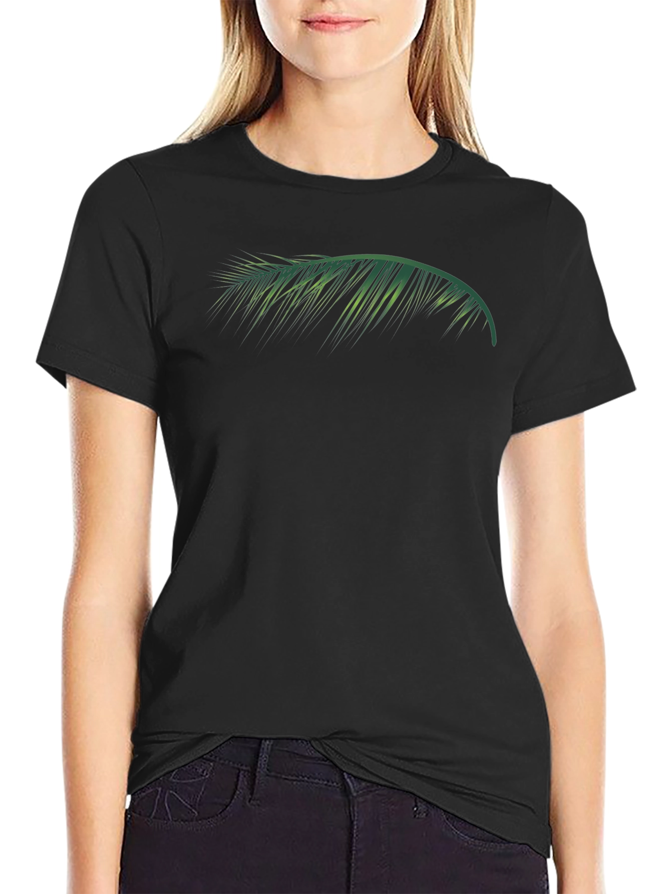Tropical Palm Leaf Graphic Tee - Black
