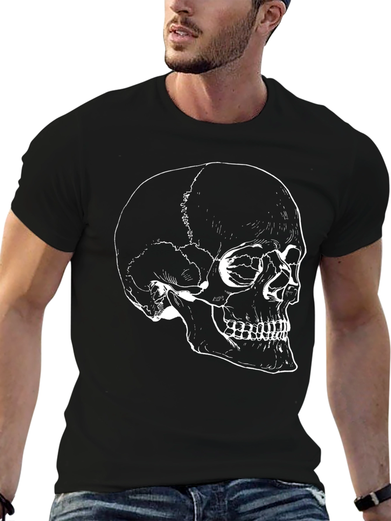 Skull Graphic Print Black T-Shirt