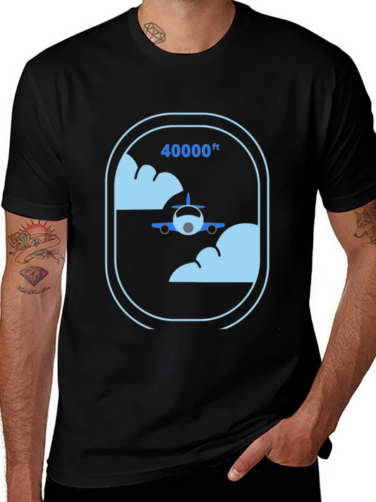 Airplane at 40000ft Graphic Black T-Shirt