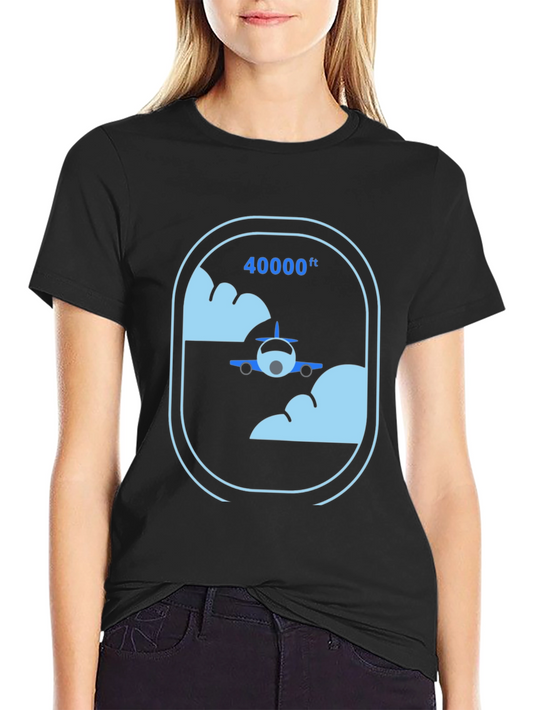 Airplane at 40000ft Graphic Black T-Shirt
