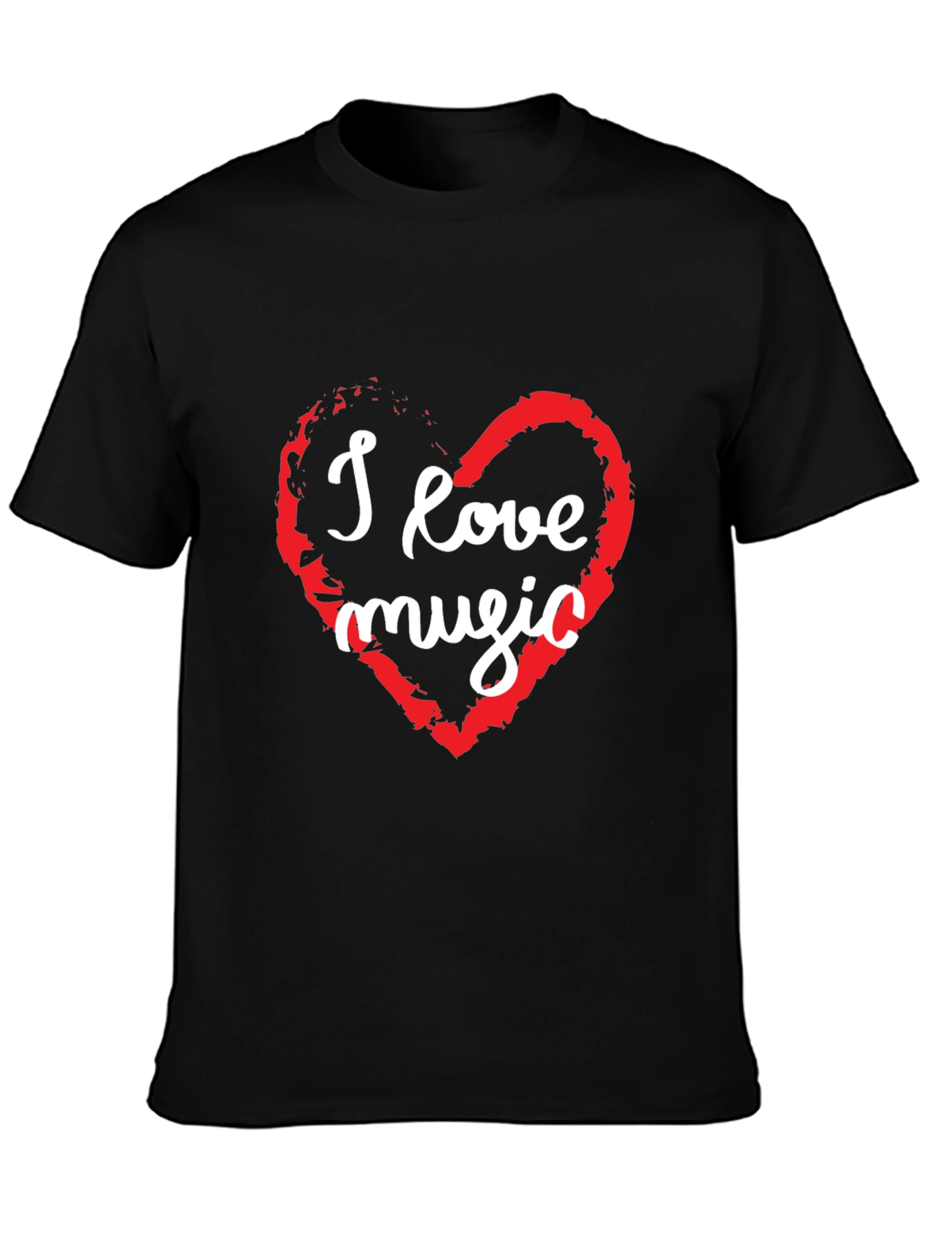 I Love Music Graphic T-Shirt - Black
