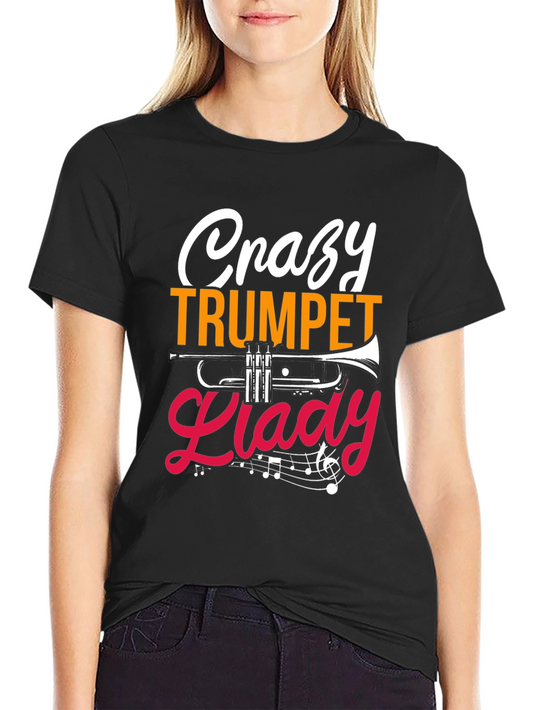 Crazy Trumpet Lady Graphic Tee - Musician T-Shirt
