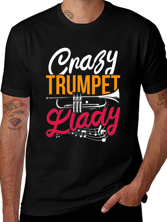Crazy Trumpet Lady Graphic Tee - Musician T-Shirt