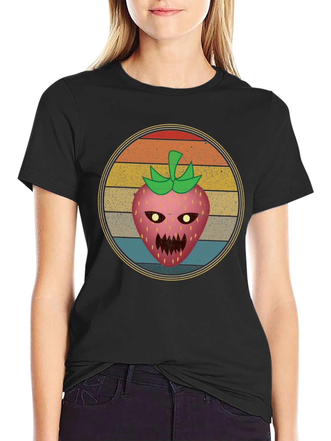 Retro Scary Strawberry Graphic Tee