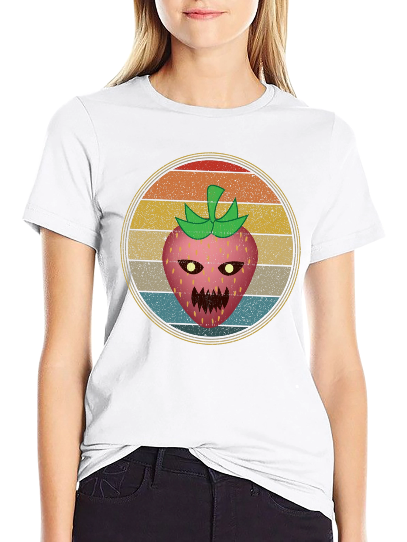 Retro Scary Strawberry Graphic Tee