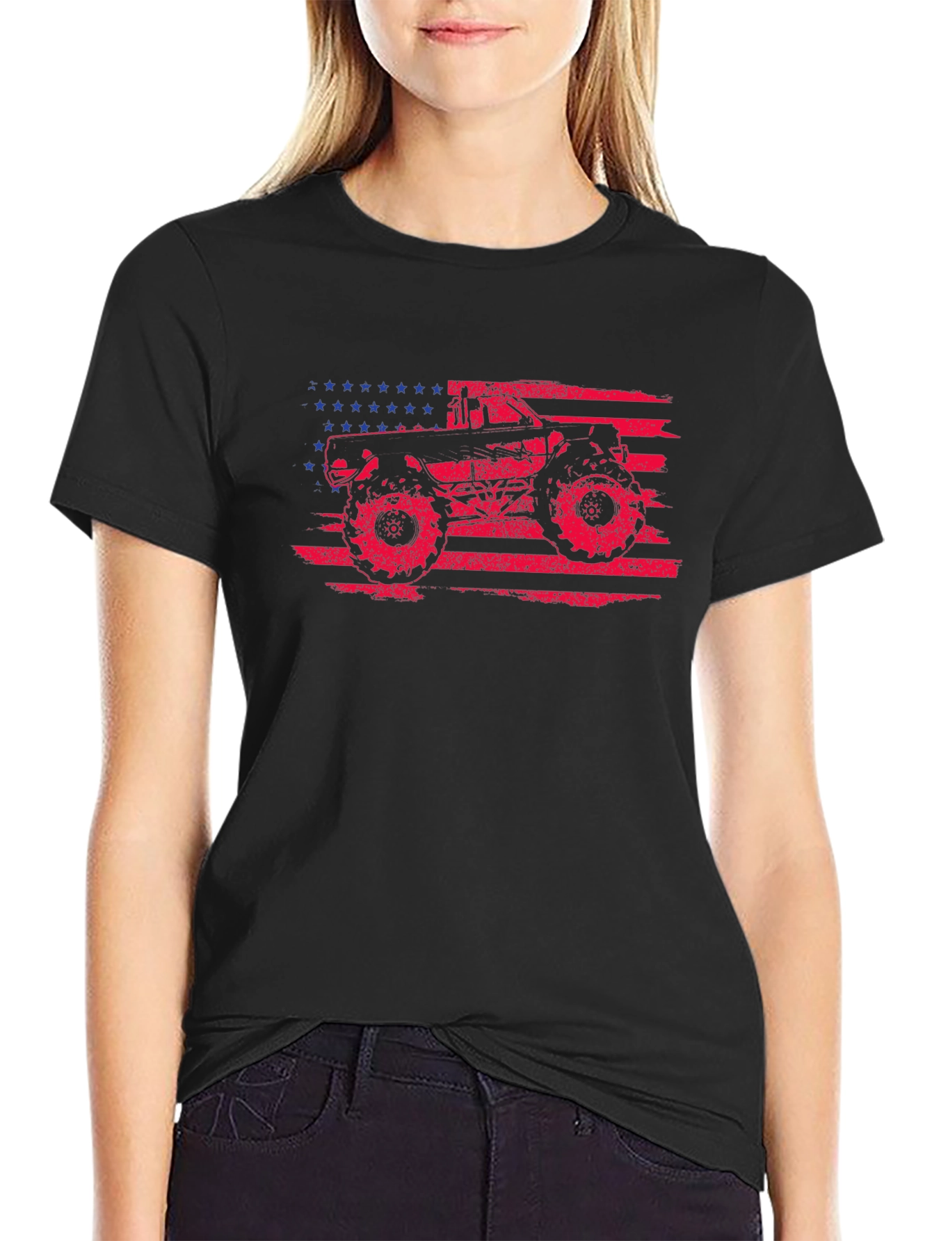 American Flag Monster Truck Graphic Tee