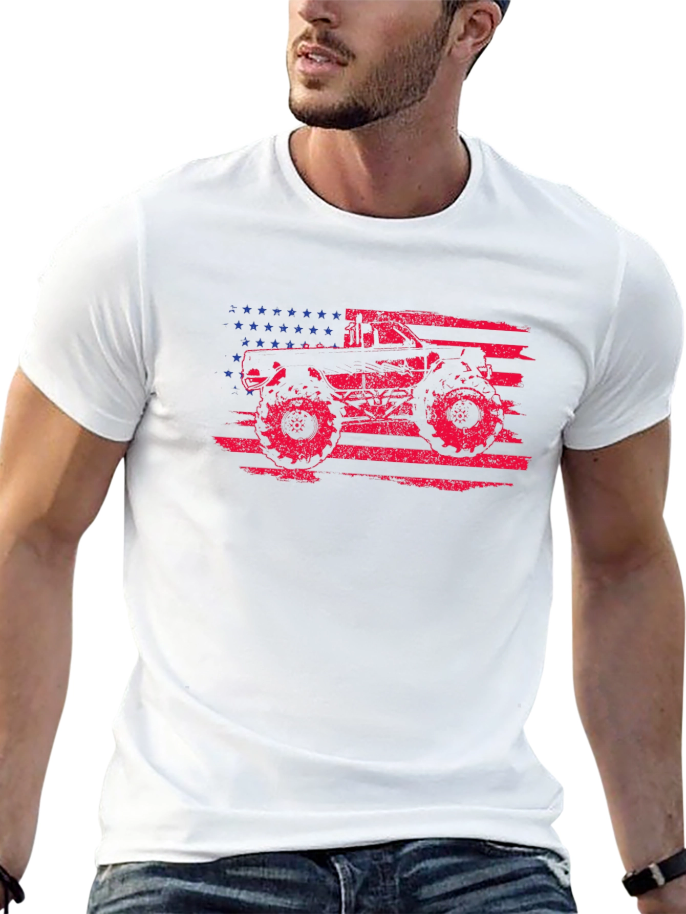 American Flag Monster Truck Graphic Tee