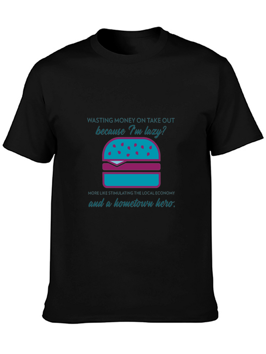 Humorous Lazy Takeout Burger Graphic T-Shirt