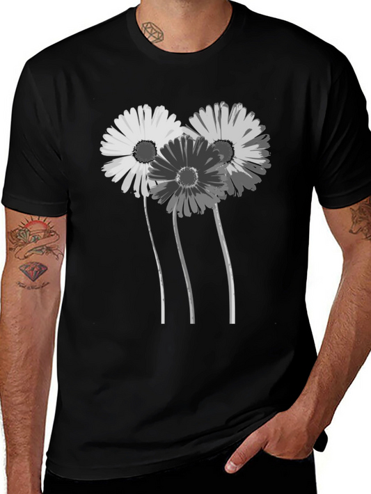 Floral Graphic Black T-Shirt - Stylish Daisy Design