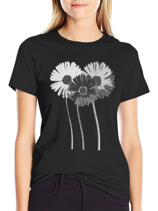 Floral Graphic Black T-Shirt - Stylish Daisy Design