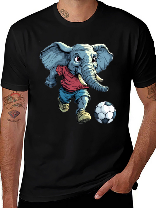 Elephant Soccer T-Shirt - Cartoon Graphic Tee