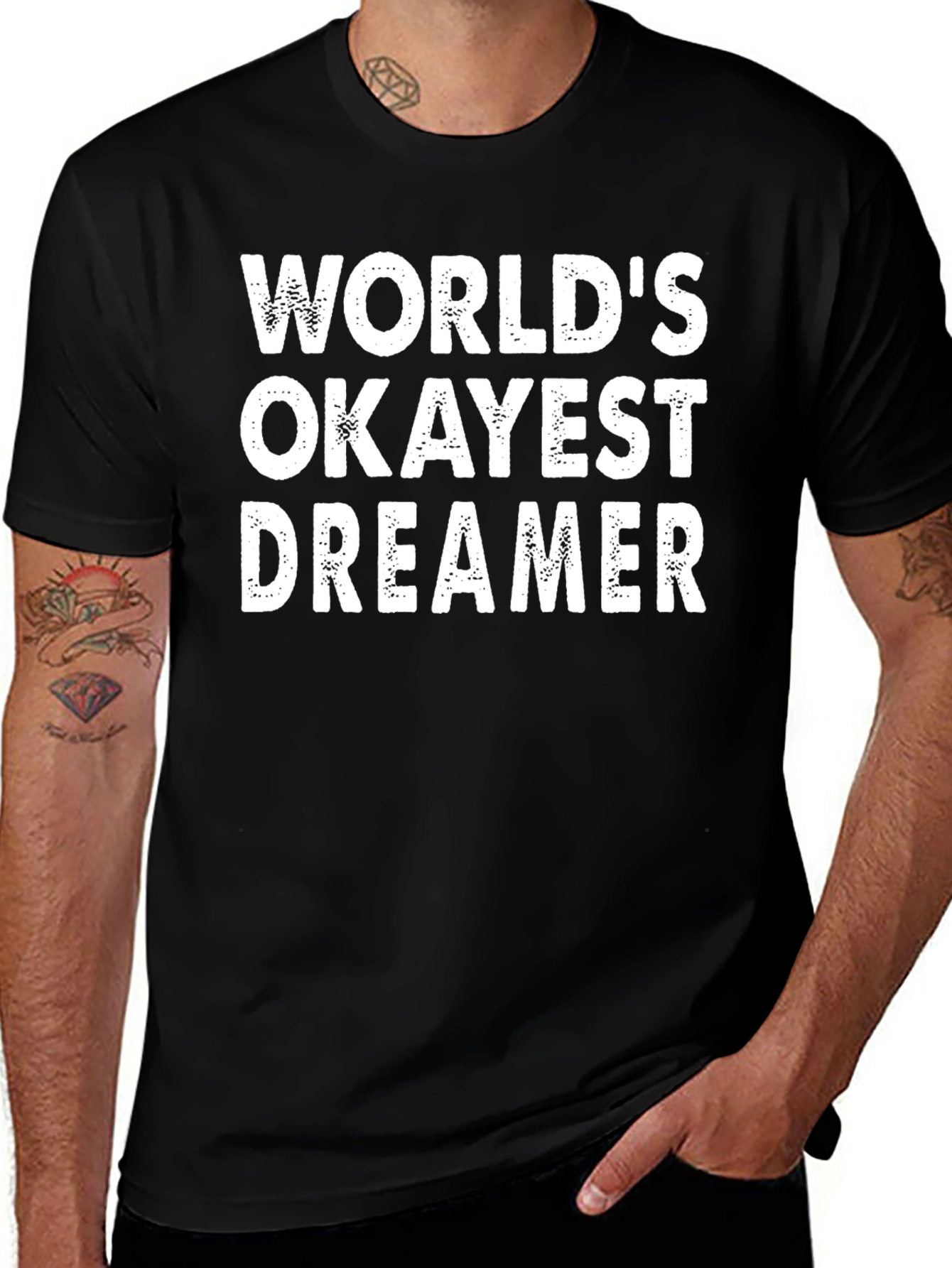 Worlds Okayest Dreamer Black T-Shirt