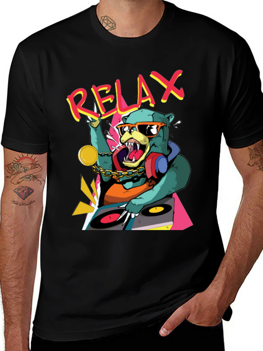 Relax DJ Bear Graphic T-Shirt