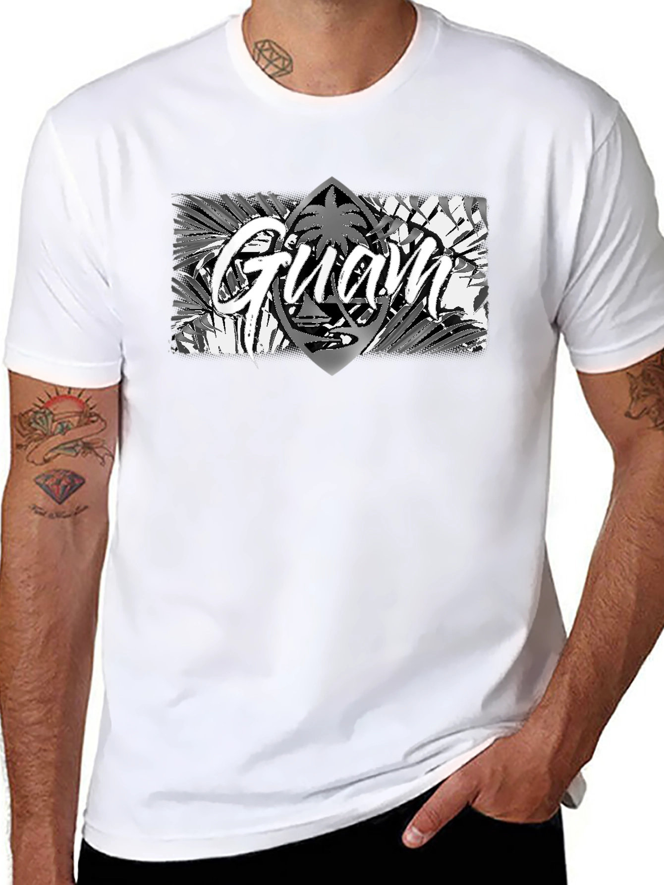 Guam Island Style Graphic T-Shirt - Black