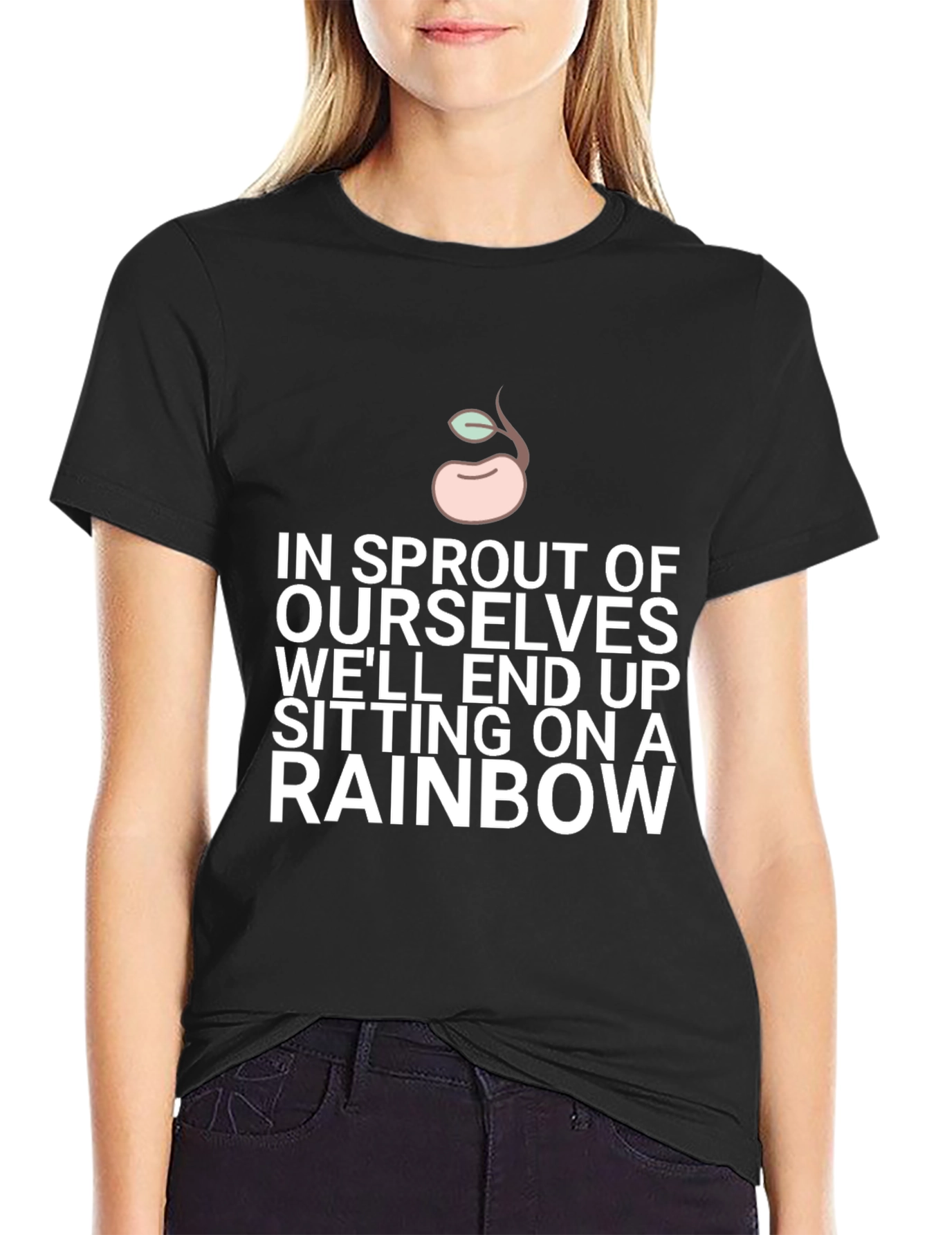 Sprout Rainbow Graphic Tee - Black Cotton Blend T-Shirt