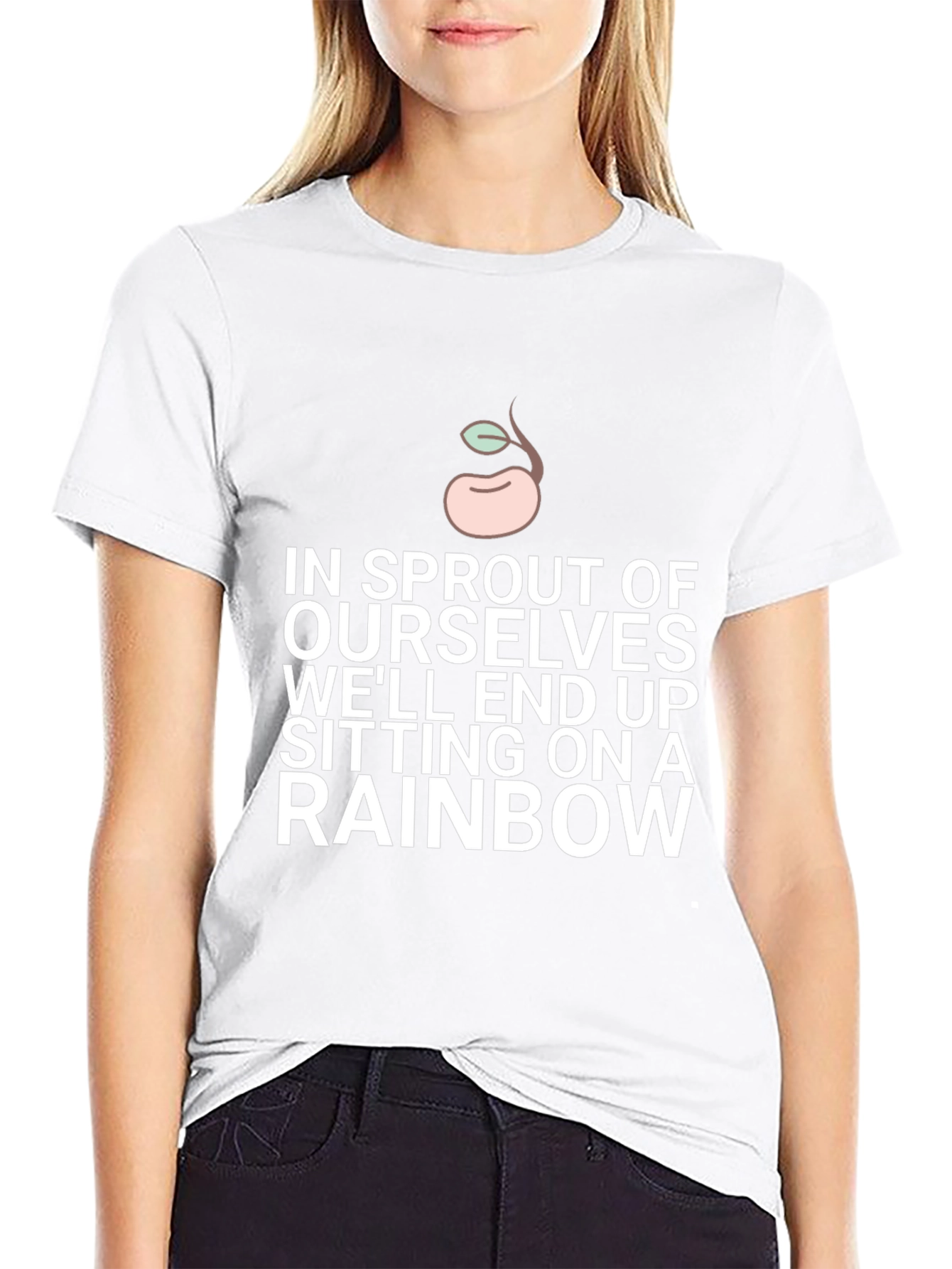 Sprout Rainbow Graphic Tee - Black Cotton Blend T-Shirt