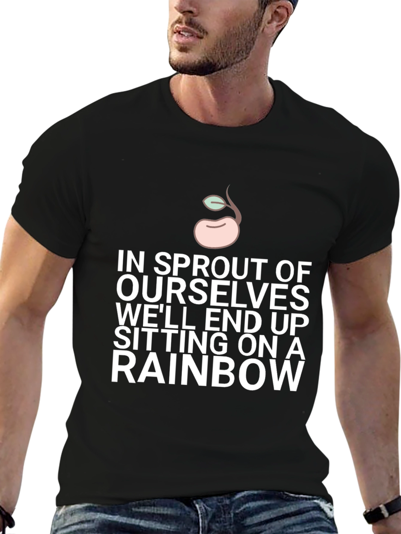 Sprout Rainbow Graphic Tee - Black Cotton Blend T-Shirt