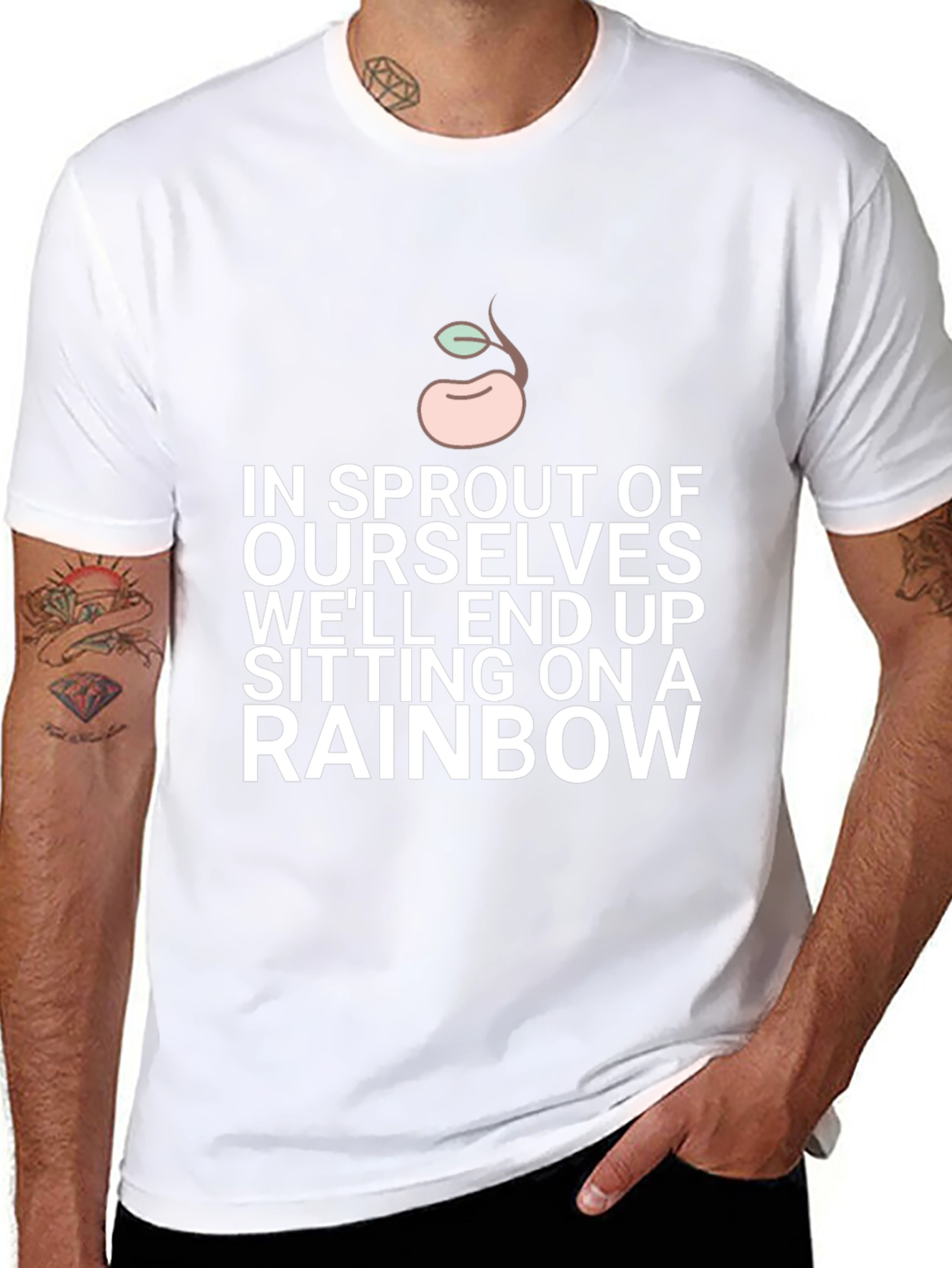 Sprout Rainbow Graphic Tee - Black Cotton Blend T-Shirt