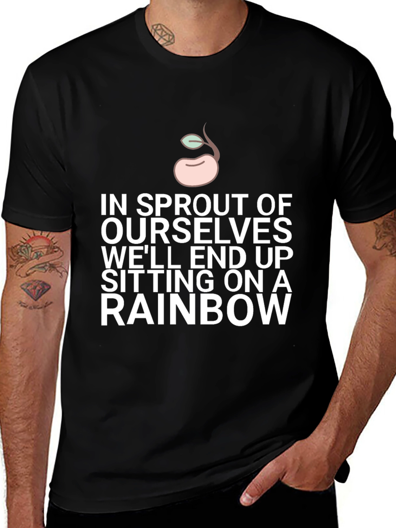 Sprout Rainbow Graphic Tee - Black Cotton Blend T-Shirt