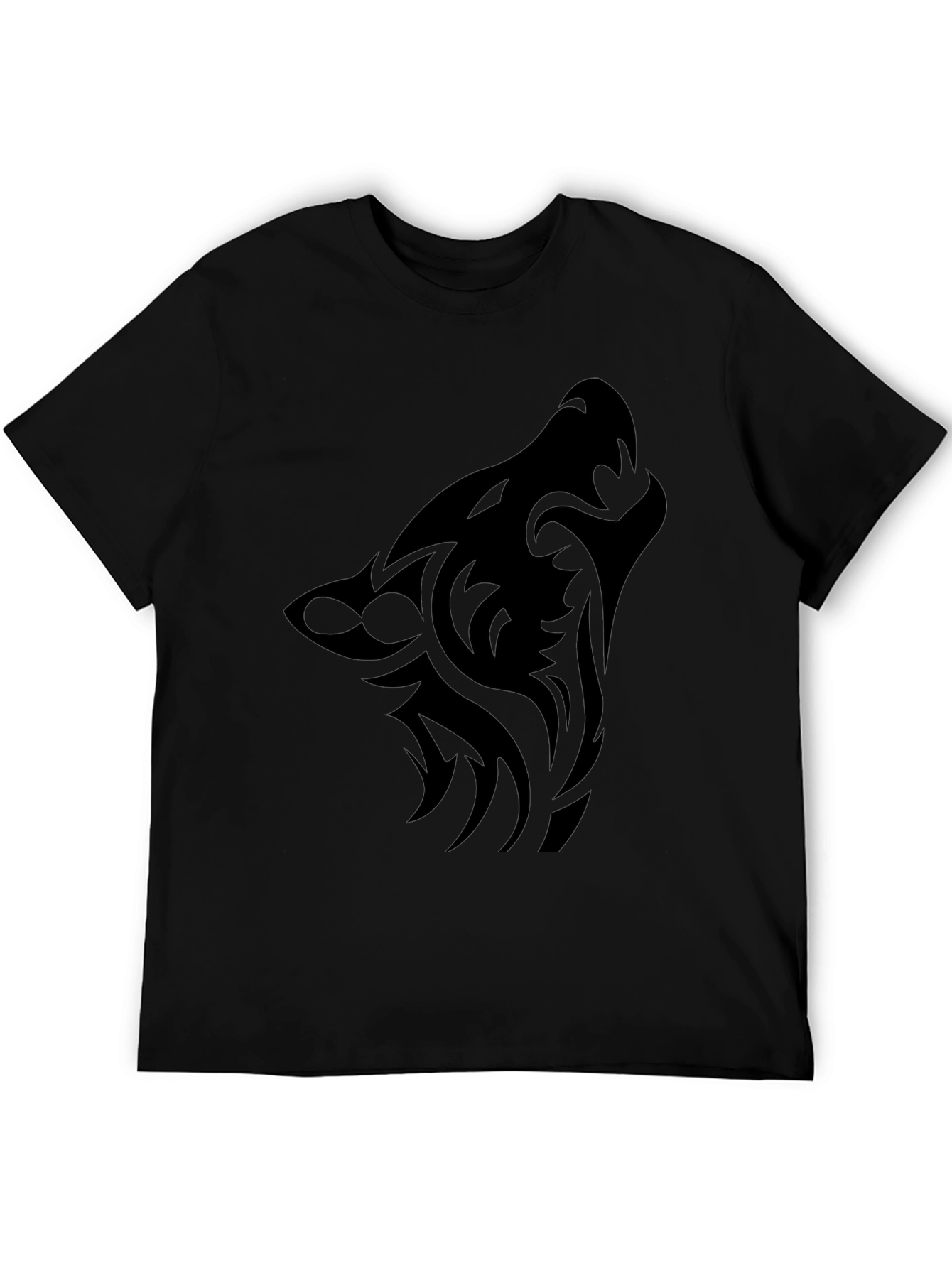 Tribal Wolf Graphic Tee - Black