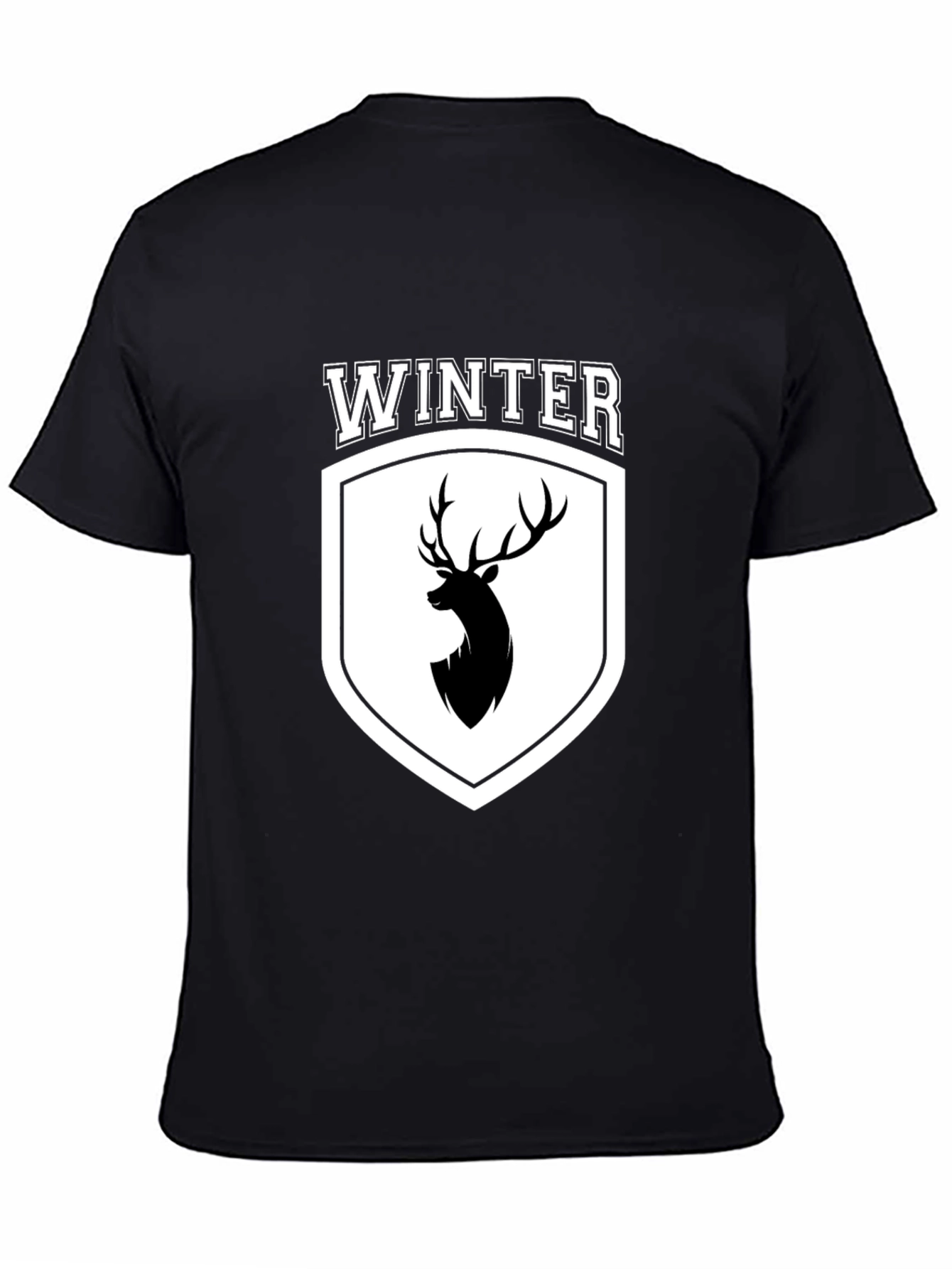 Winter Deer Crest Black T-Shirt