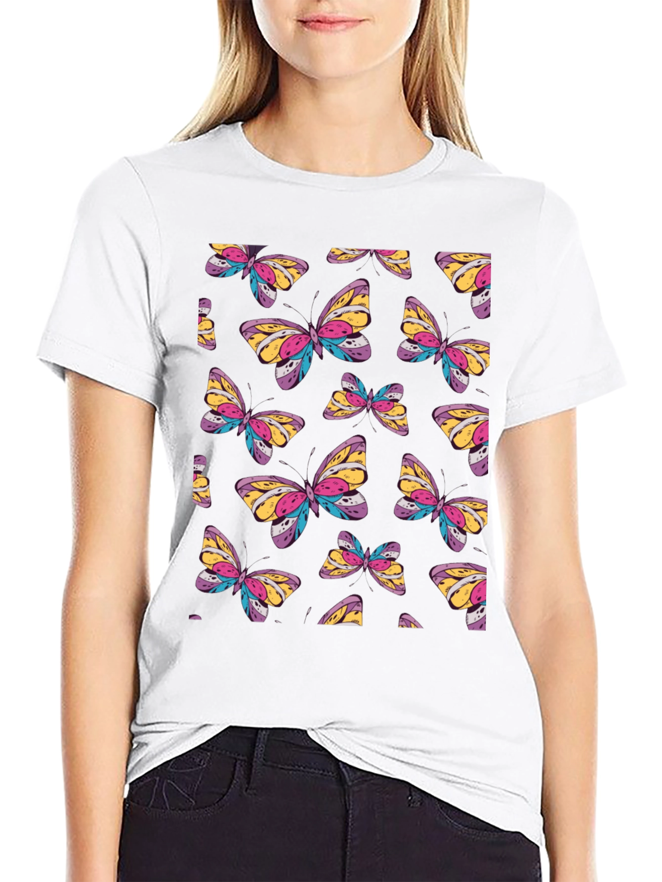 Butterfly Pattern Black T-Shirt for Men