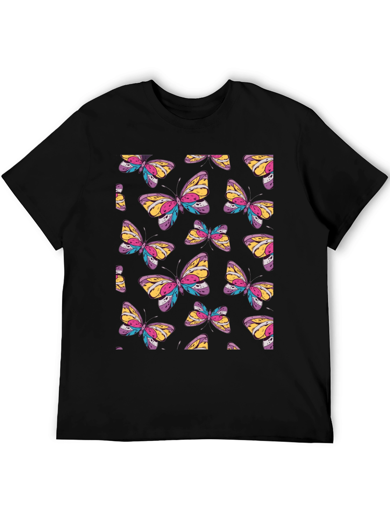 Butterfly Pattern Black T-Shirt for Men