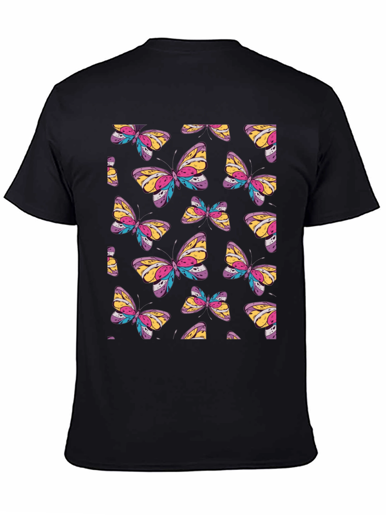 Butterfly Pattern Black T-Shirt for Men
