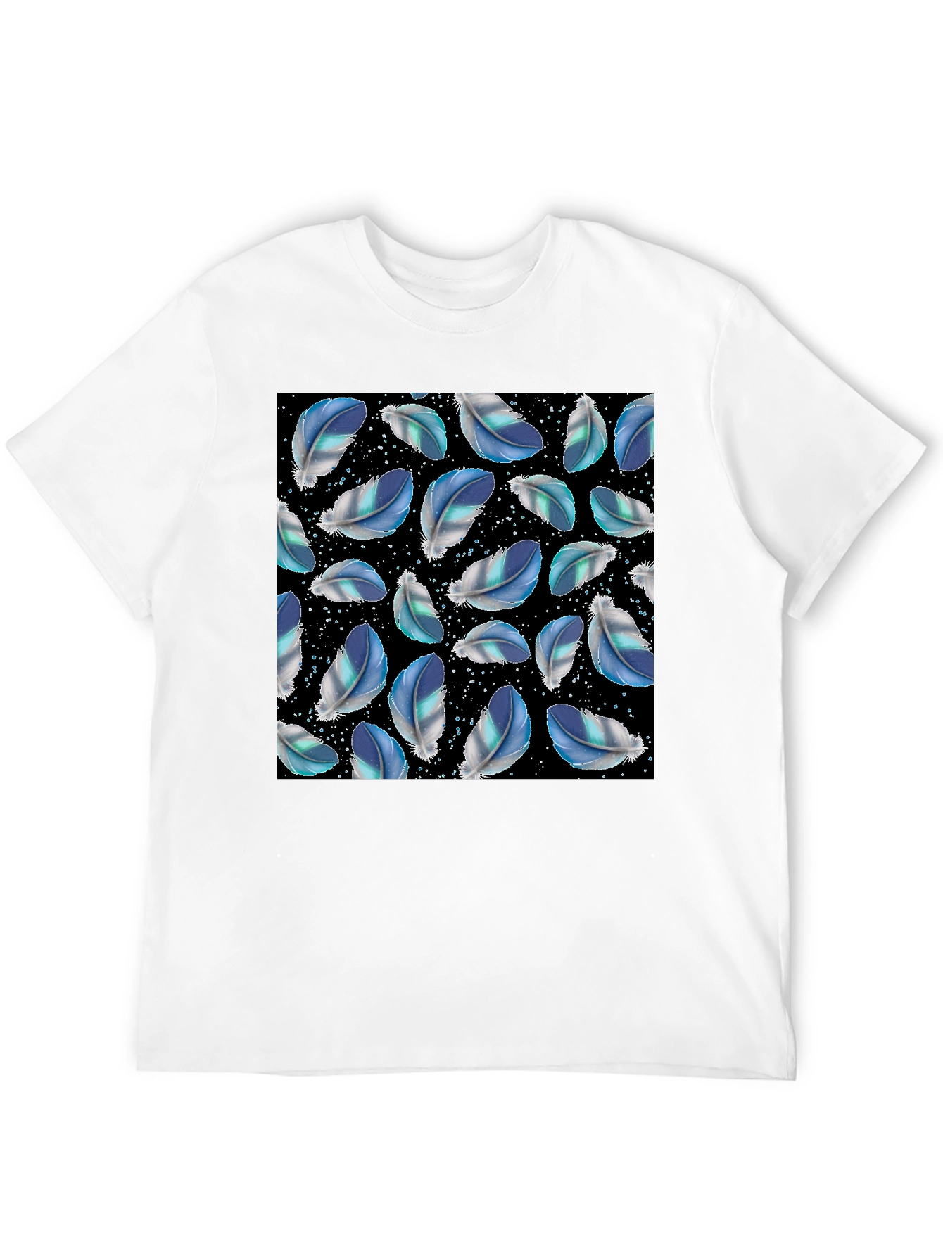Feather Pattern Black T-Shirt