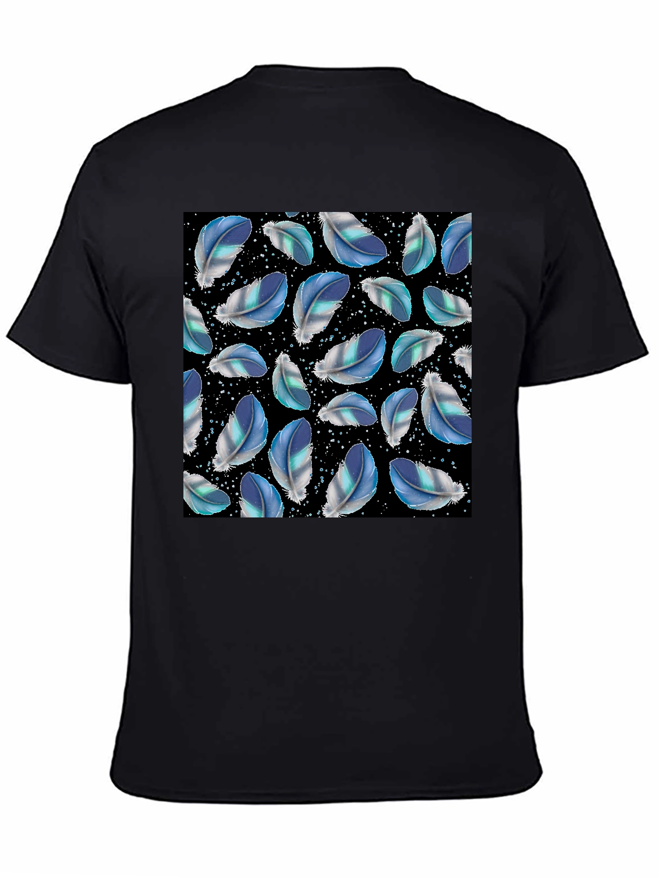 Feather Pattern Black T-Shirt