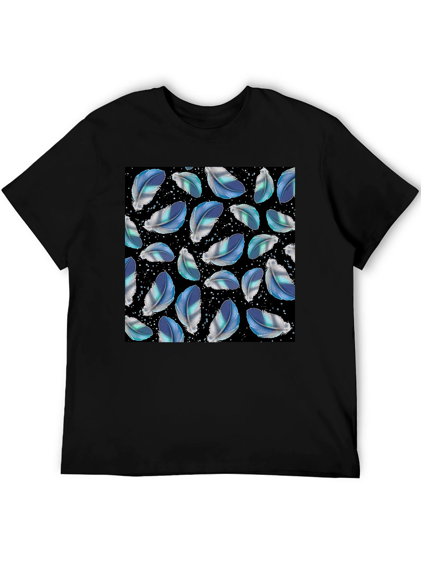 Feather Pattern Black T-Shirt