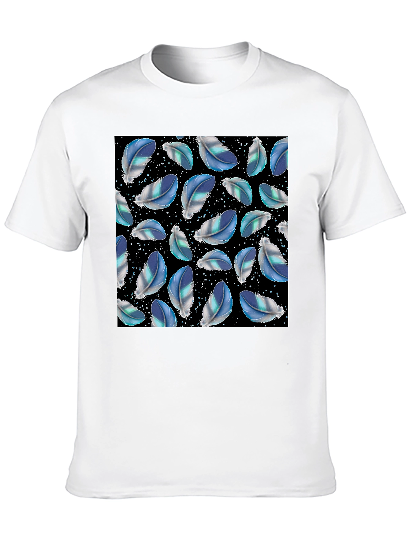 Feather Pattern Black T-Shirt