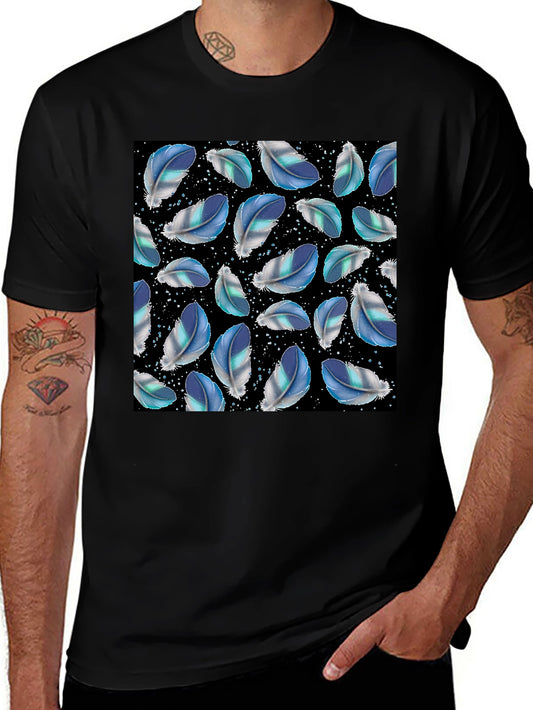 Feather Pattern Black T-Shirt