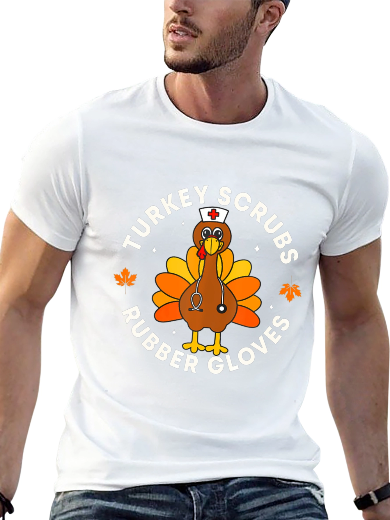 Turkey Scrubs Rubber Gloves Black Graphic Tee