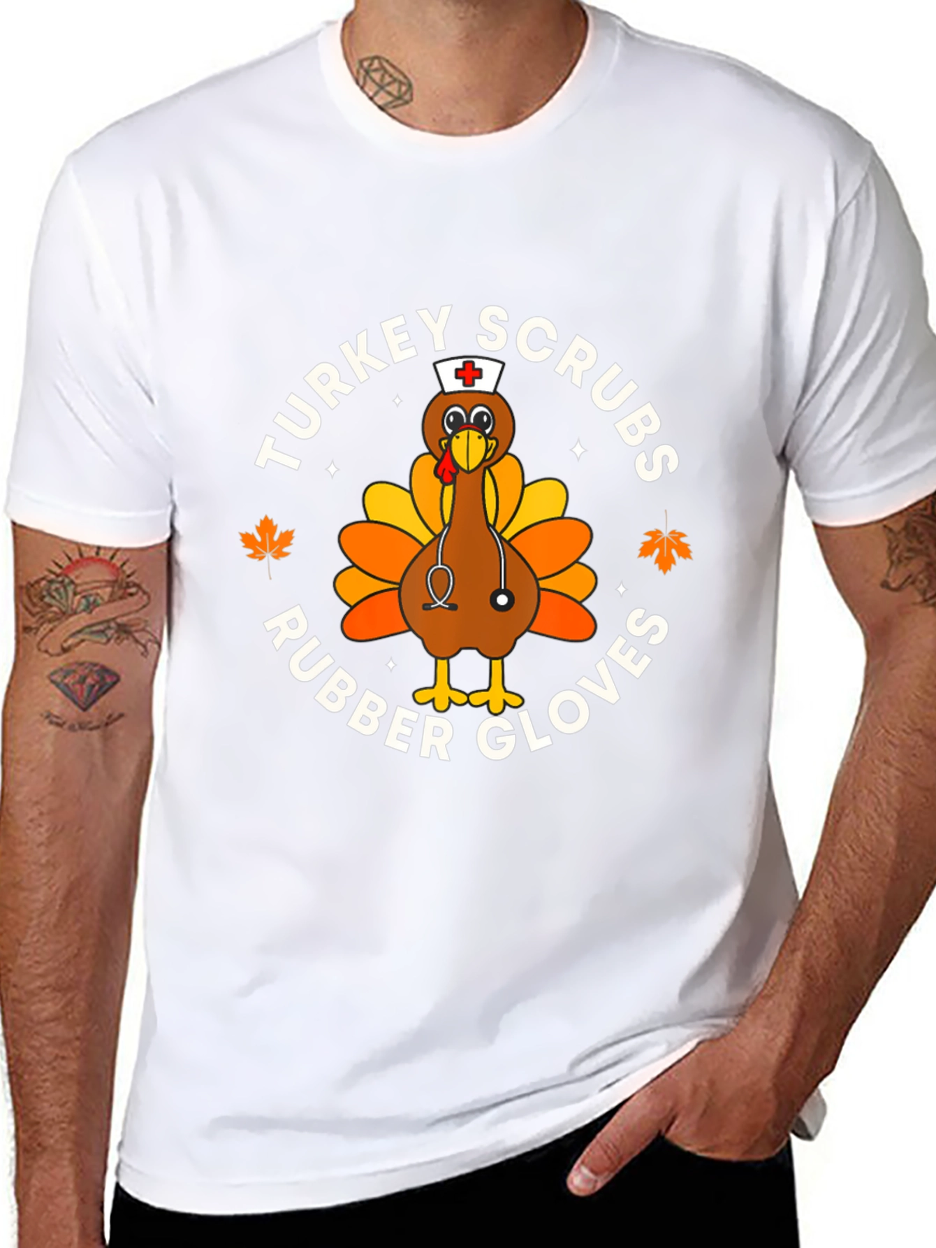 Turkey Scrubs Rubber Gloves Black Graphic Tee