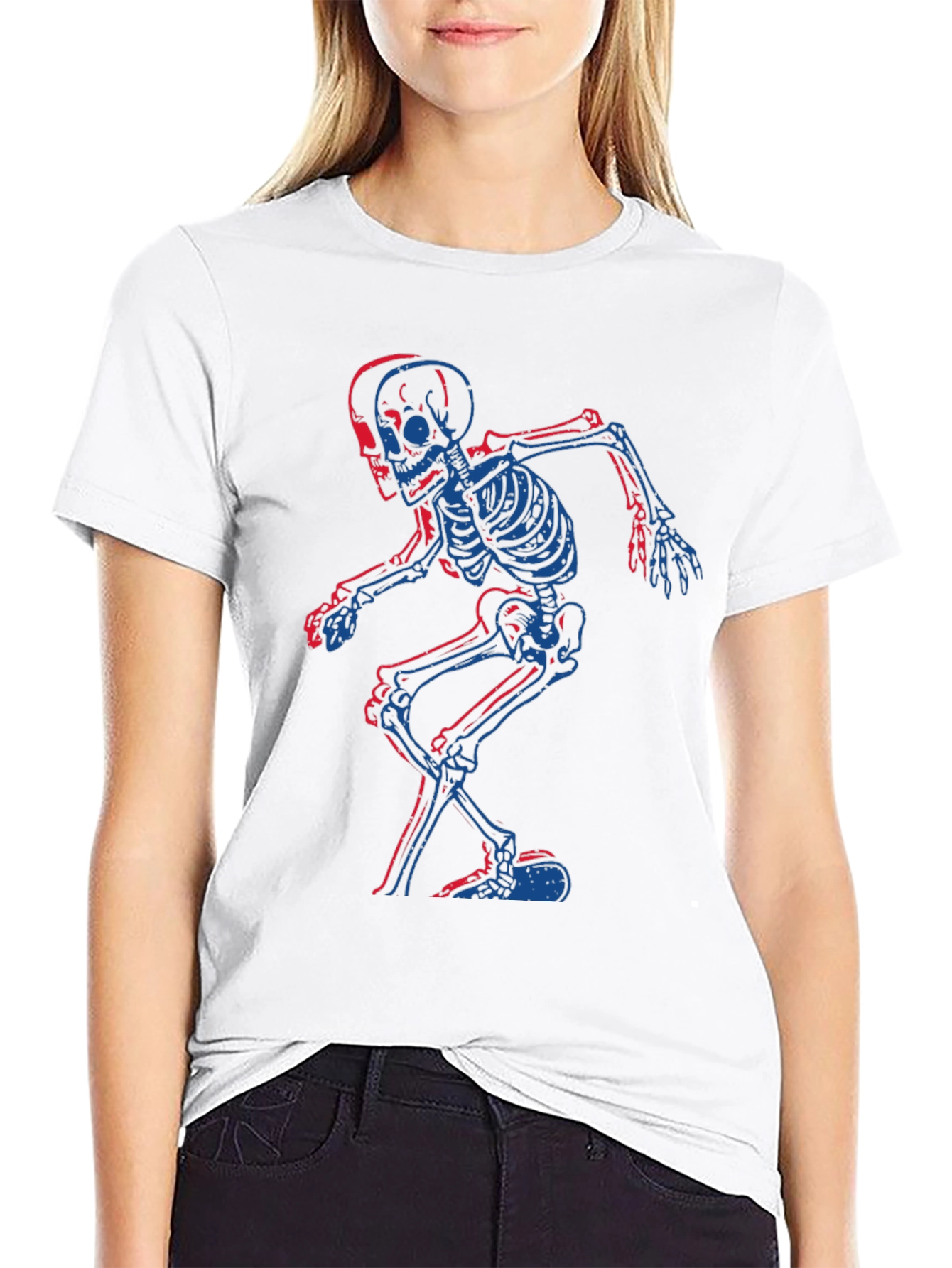 Skeleton Graphic Tee - Black Cotton T-Shirt