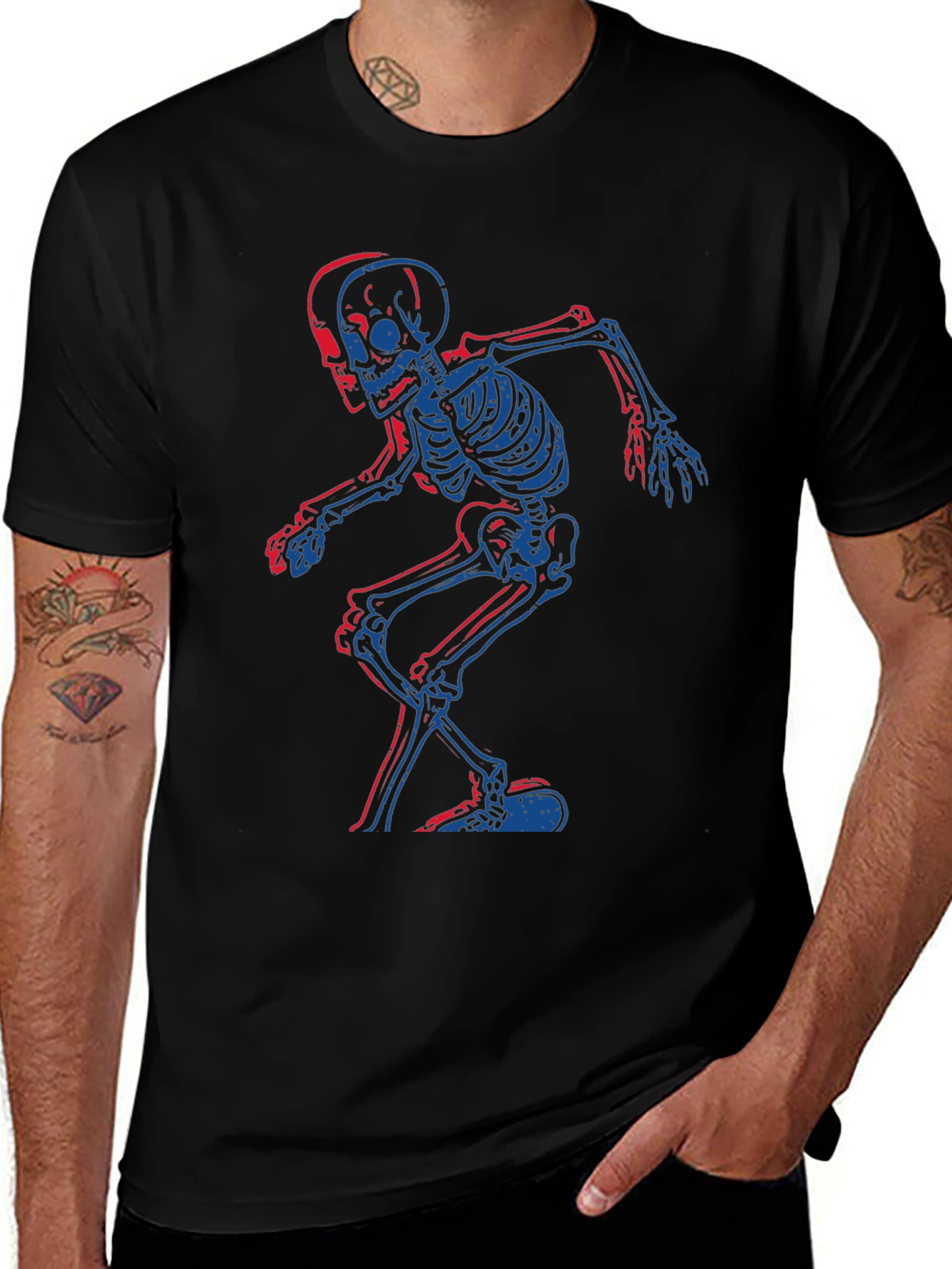 Skeleton Graphic Tee - Black Cotton T-Shirt